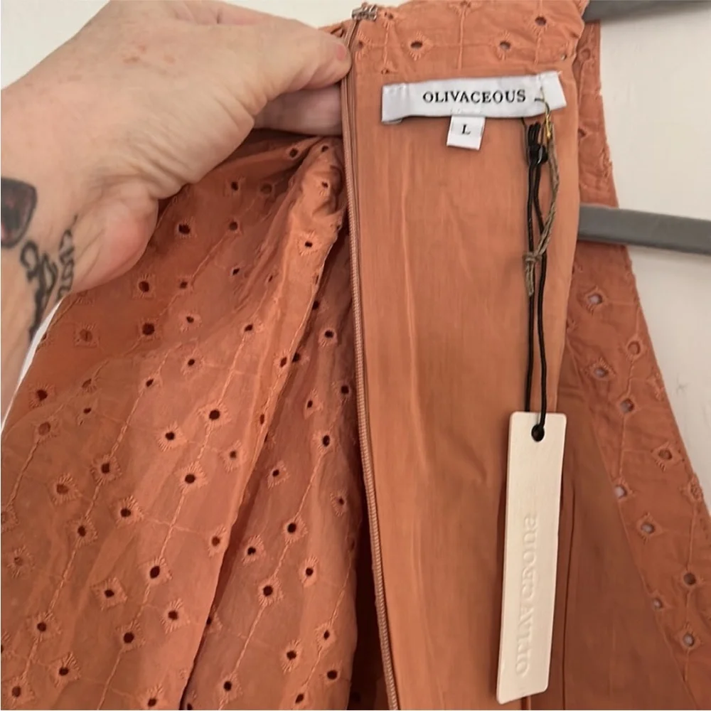 NWT - Olivaceous Loretta Eyelet Mini Dress, Boho Pink - Size Large - Picture 4 of 6